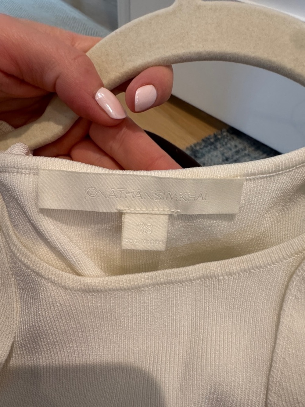 Jonathan Simkhai Cream Ruffle-Trim Tank - Picture 2 of 4